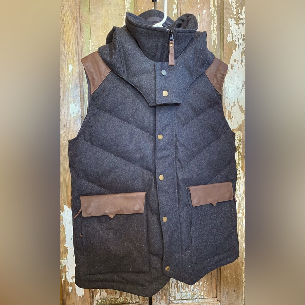 Alps & Meters Alpine Western Style Hooded Wool Leather Vest